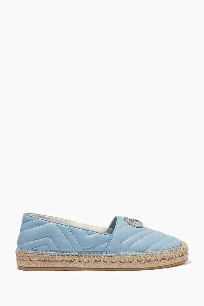 

Matelassé Espadrilles in Chevron Leather, Blue