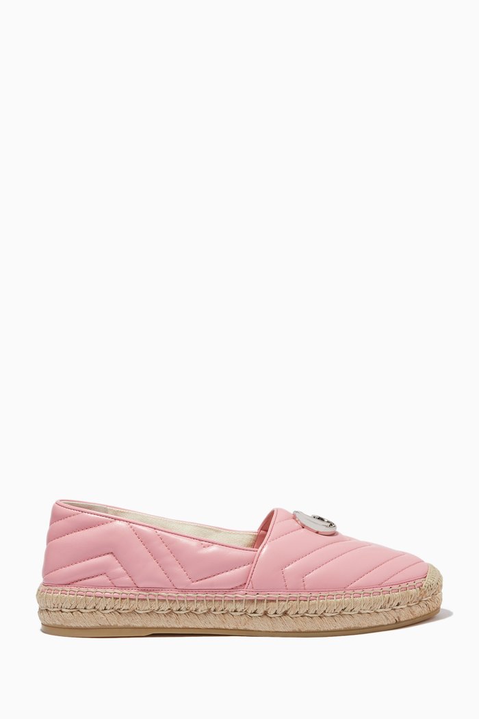 

Matelassé Espadrilles in Chevron Leather, Pink