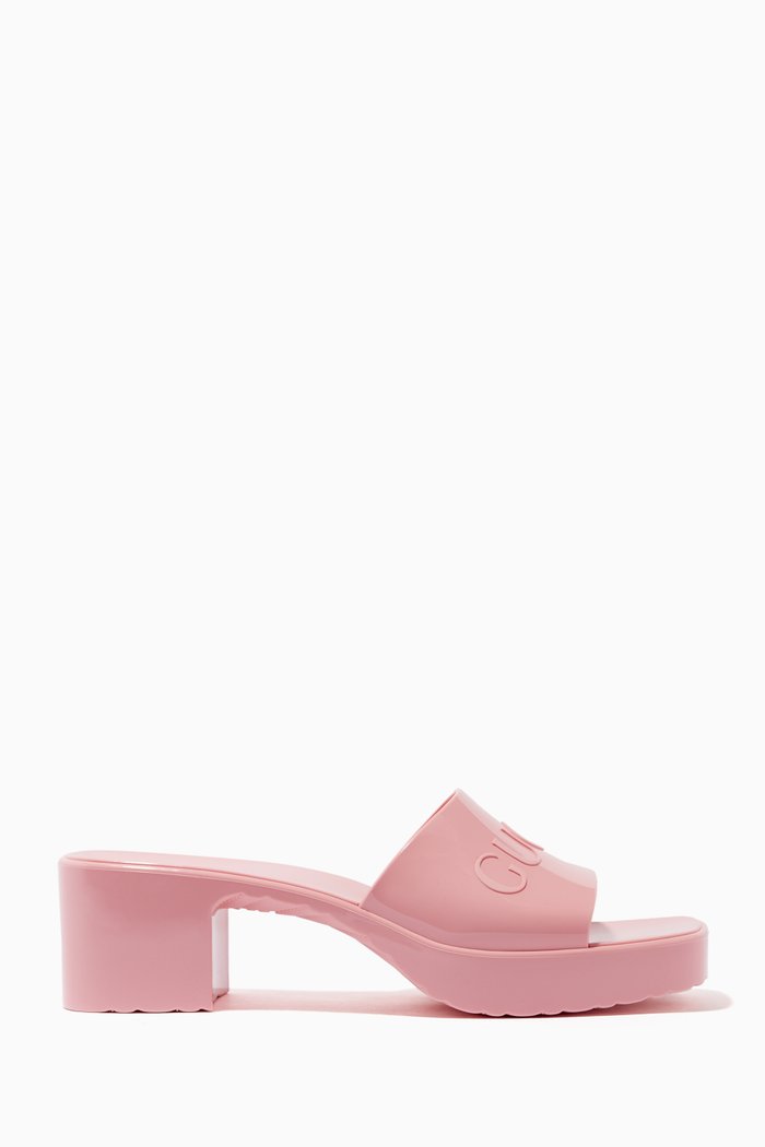 

30 Slide Platform Sandals in Rubber, Pink
