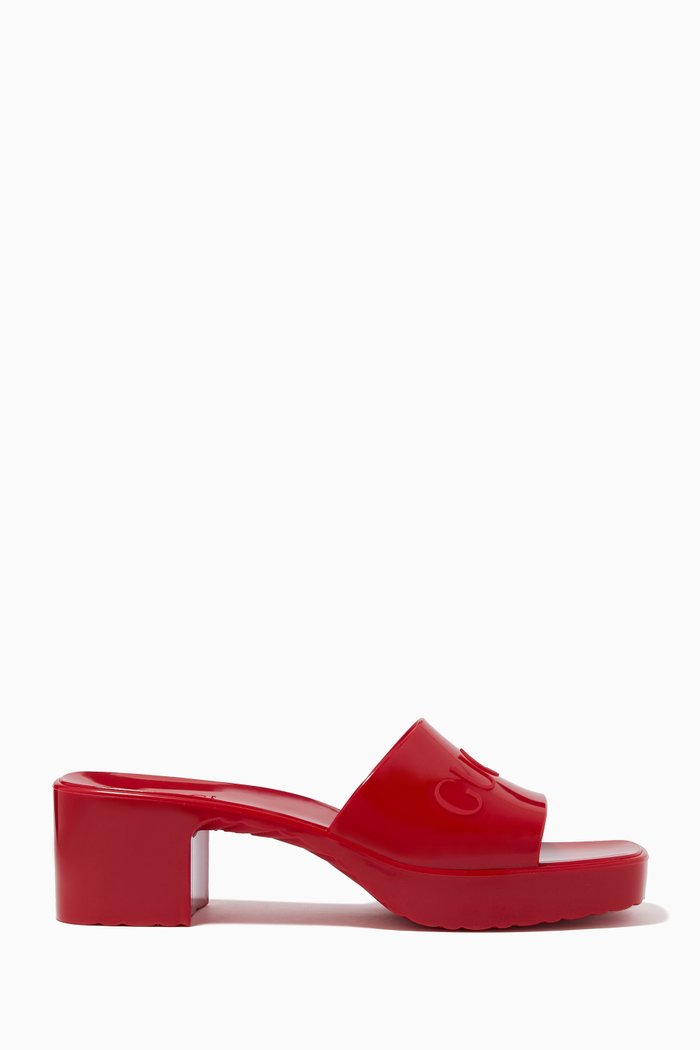 

Logo Platform Sandals in Rubber, Red