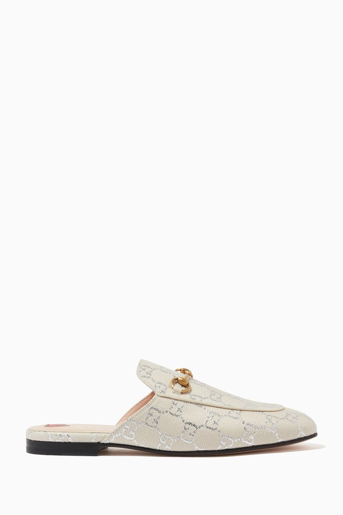 

Princetown GG Slippers in Lamé, Neutral