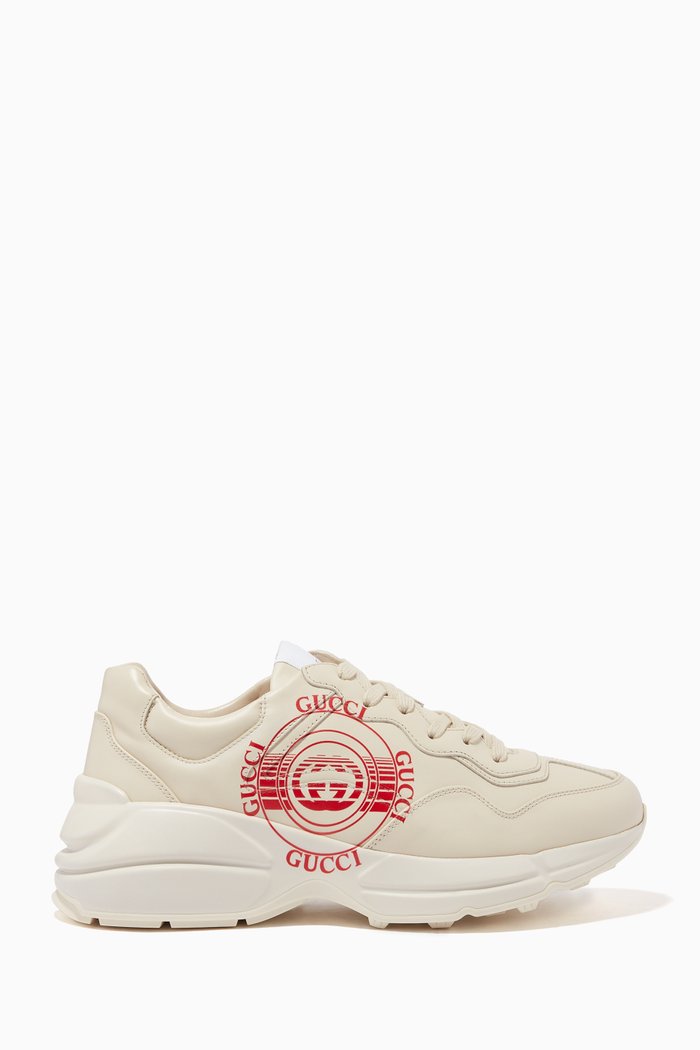 

Gucci Disk Rhyton Sneakers in Leather, Neutral