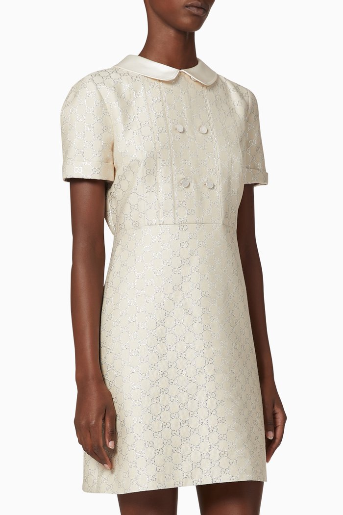 

GG Lame Button Dress, Silver