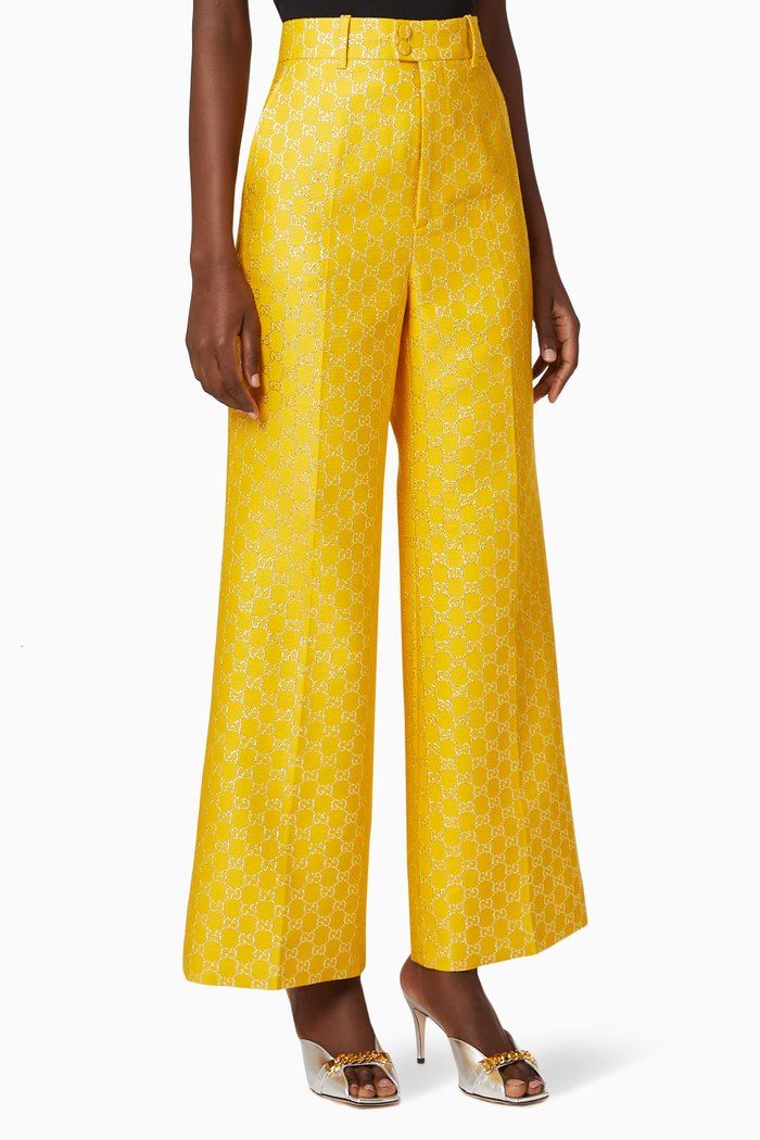

Light GG Lamé Wide Pants, Yellow