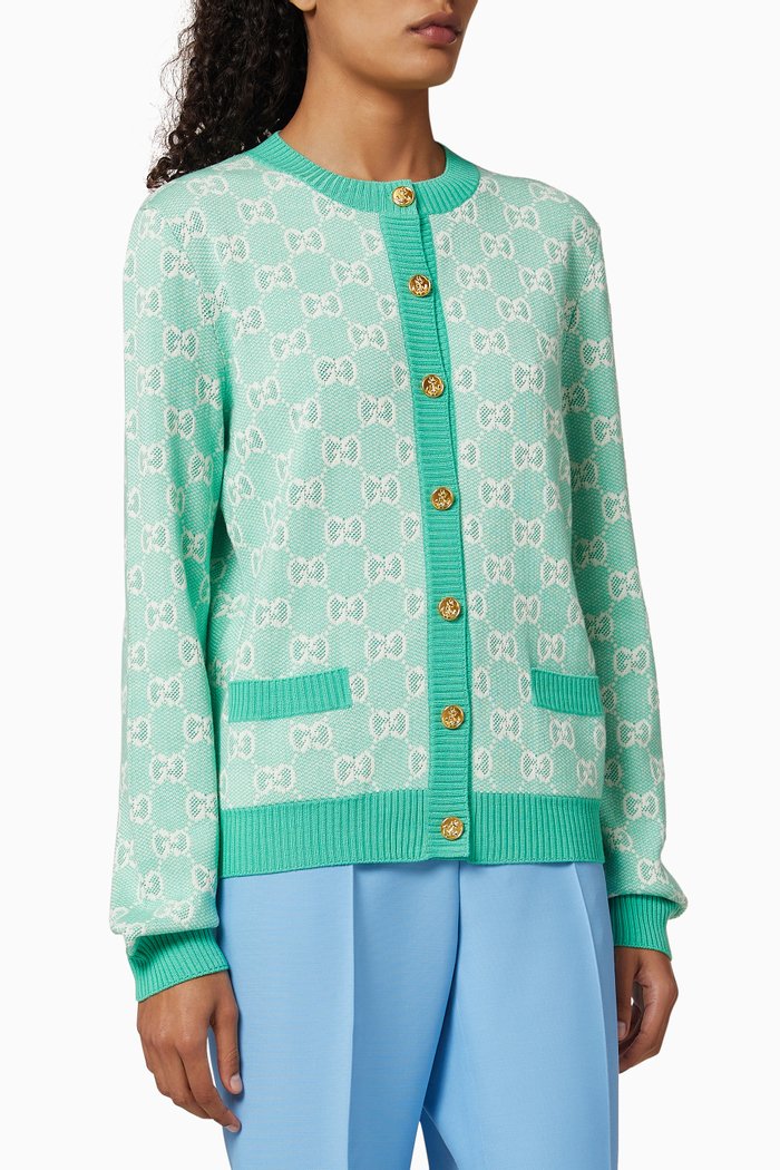 

GG Cotton Wool Piquet Cardigan, Green