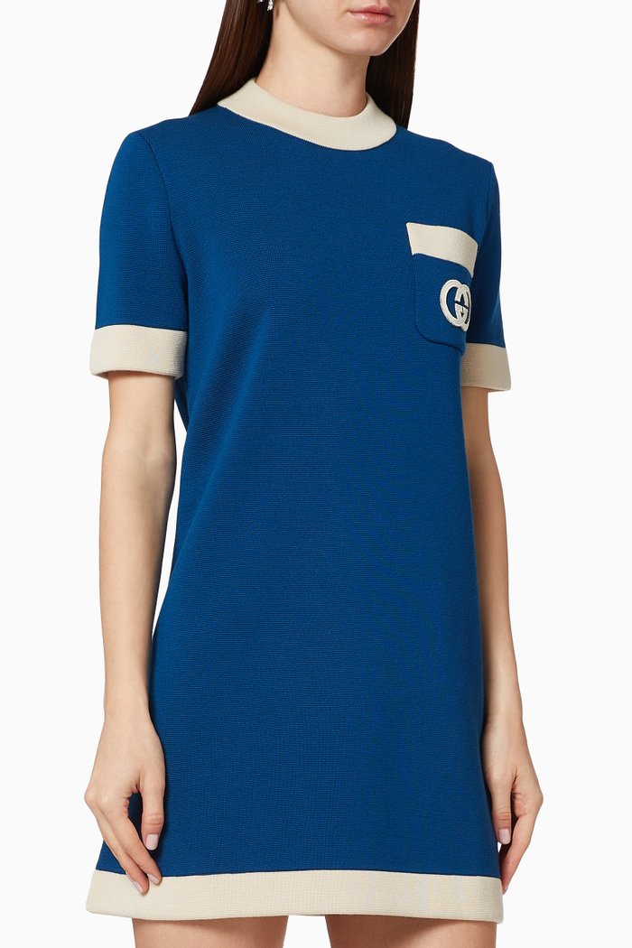 

Interlocking G Wool Dress, Blue