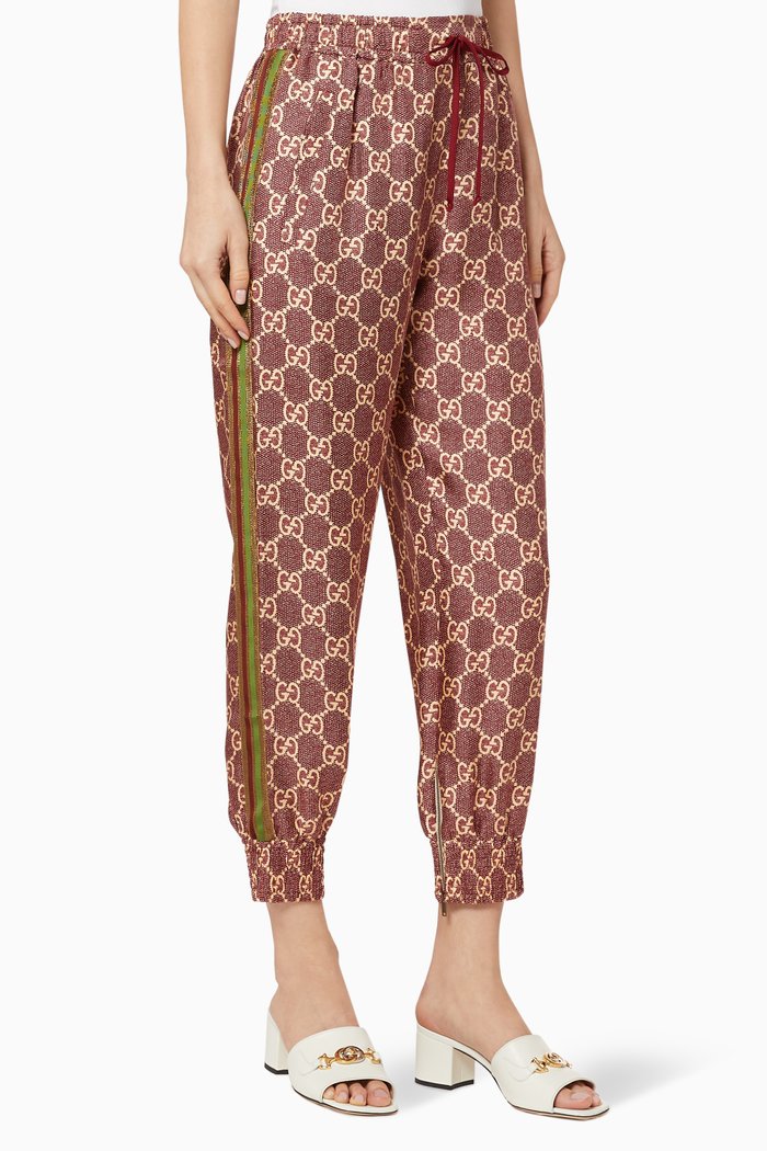 GG Supreme Print Silk Pants, Pink