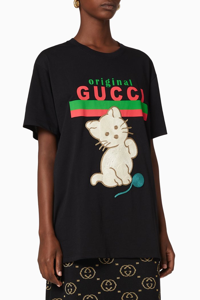 

Kitten "Original Gucci" Oversized T-Shirt, Black
