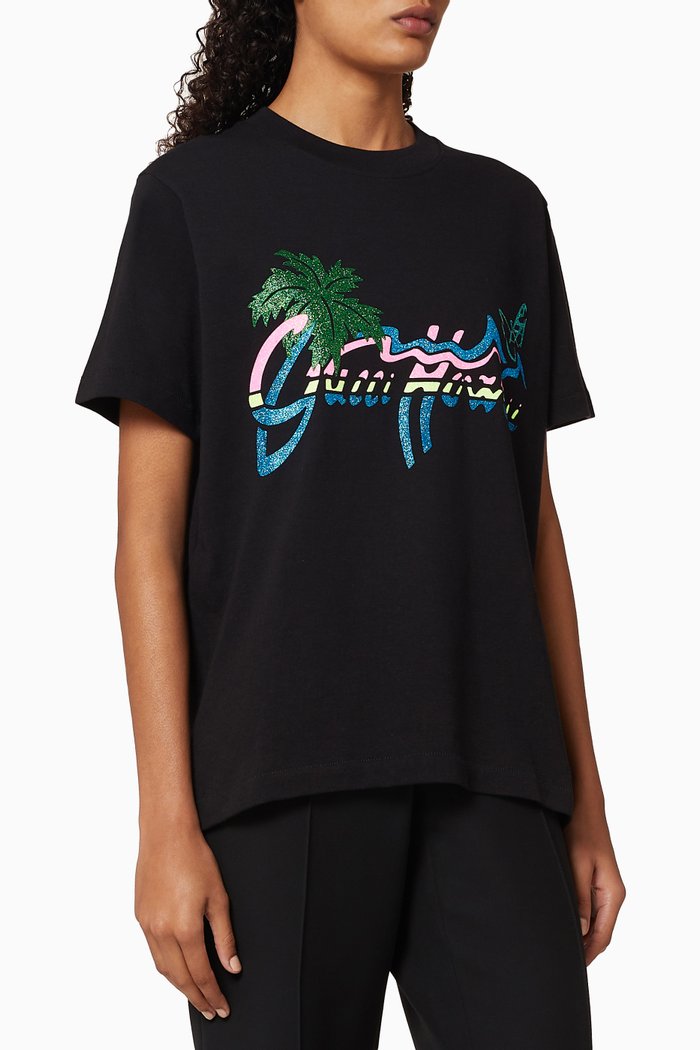 

"Gucci Hawaii" Print T-Shirt, Black