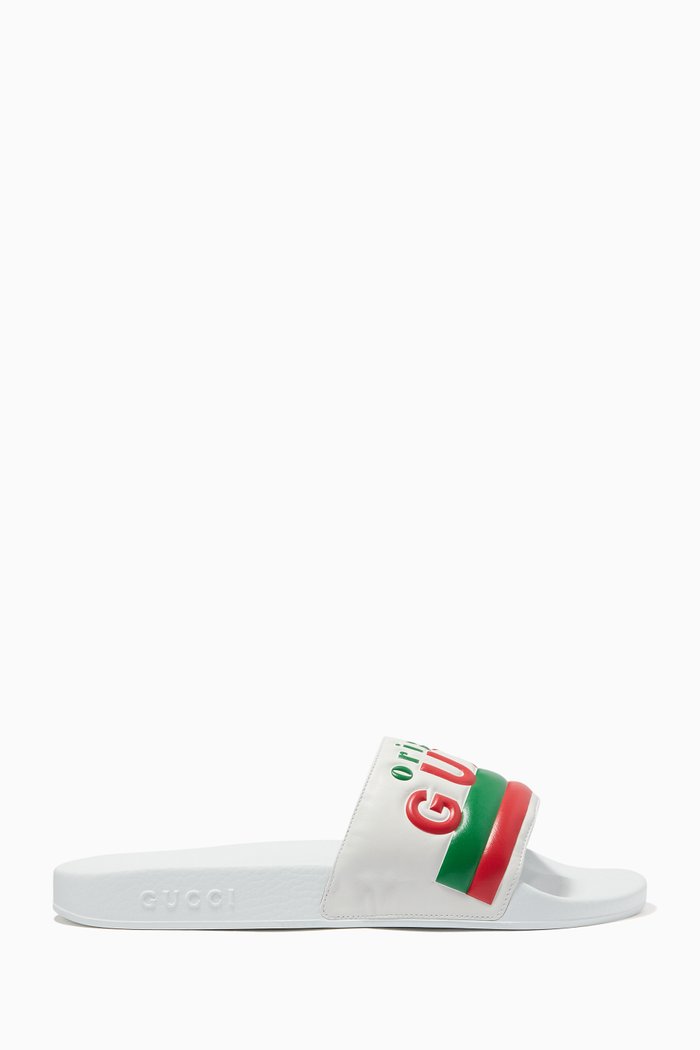 

"Original Gucci" Slides in Leather, White