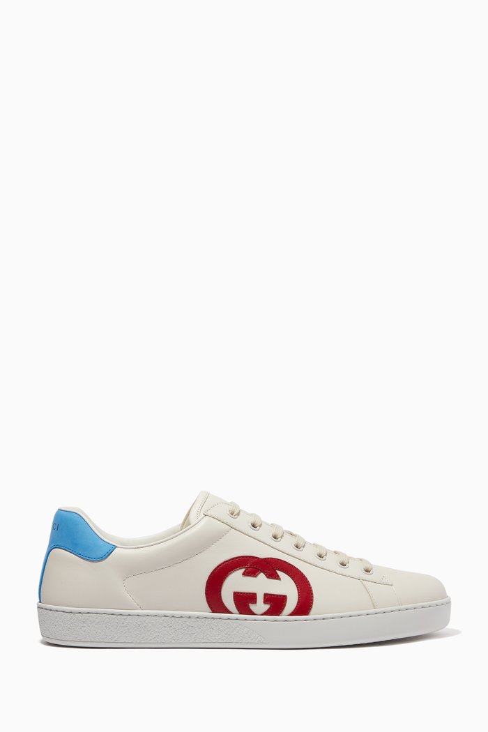 

Ace Interlocking G Sneakers in Leather, Neutral