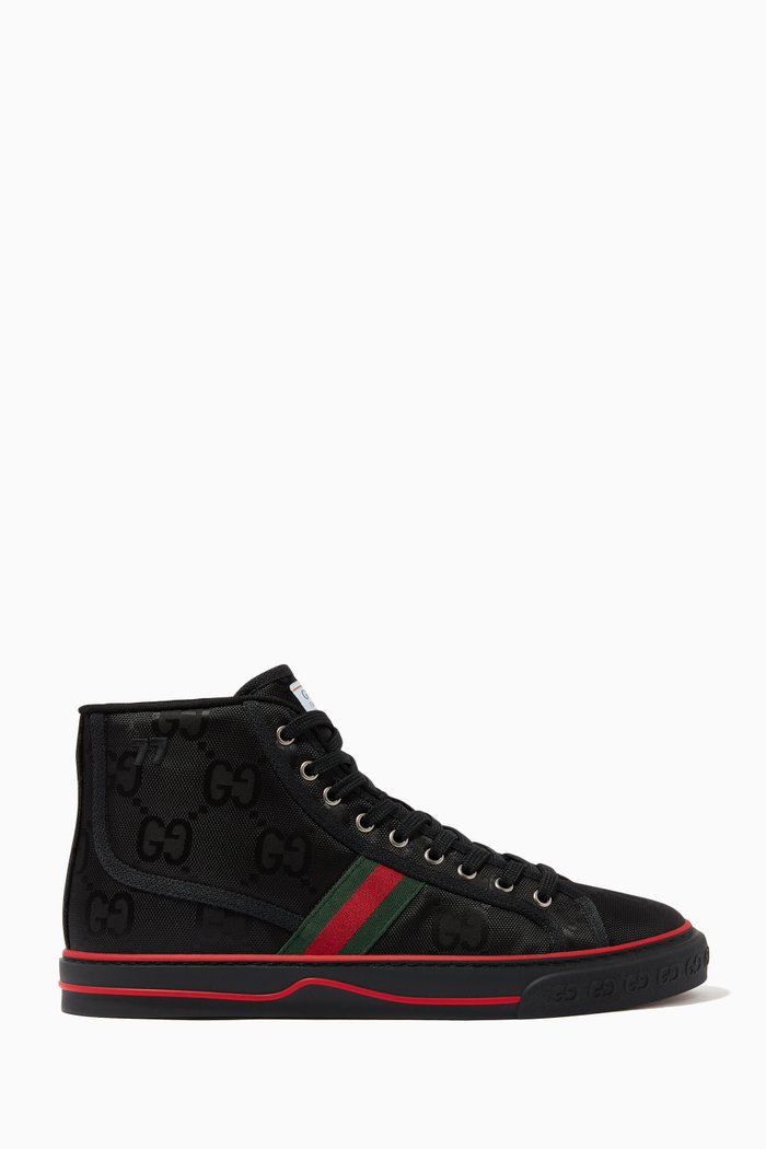 Off The Grid High Top Sneakers in GG Nylon, Black