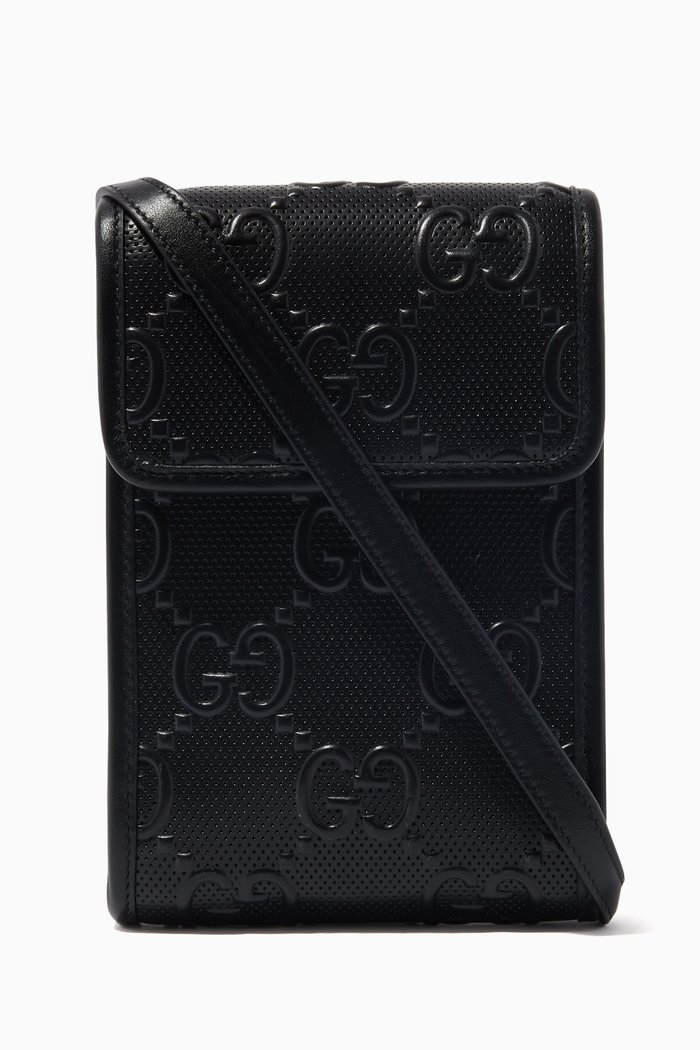 

Mini GG Bag in Embossed Leather, Black