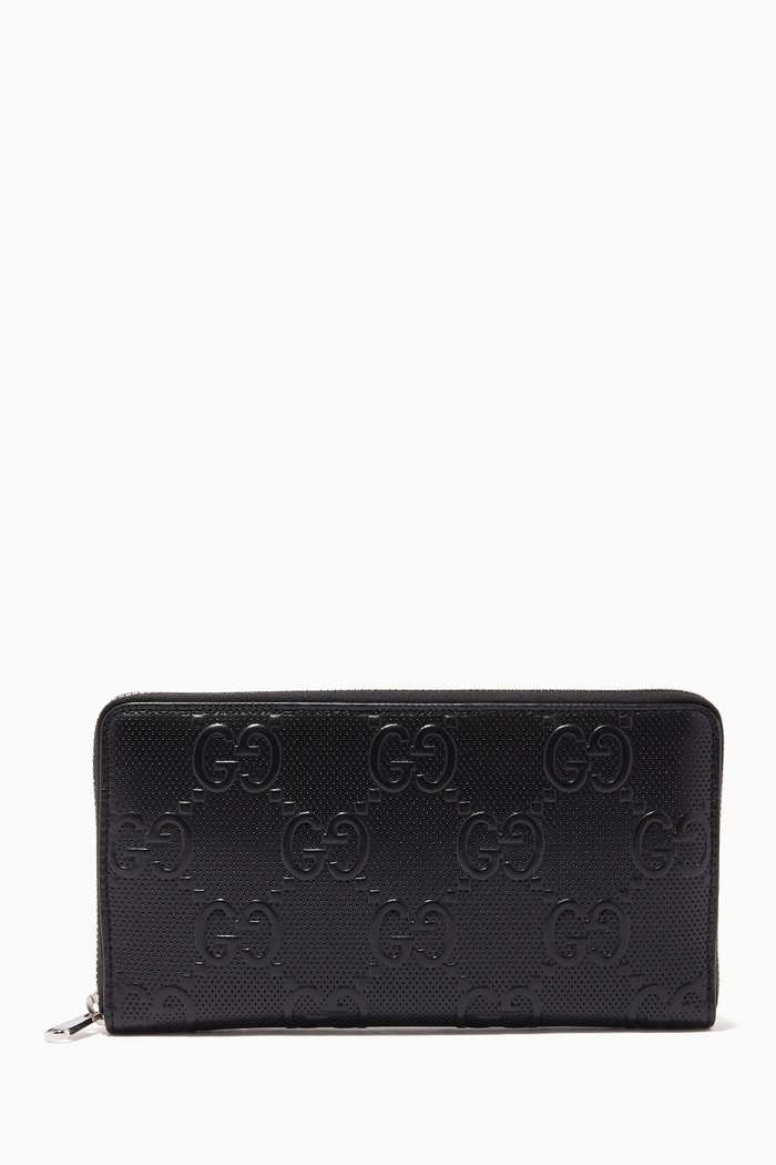 

GG Wallet in Embossed-Leather, Black