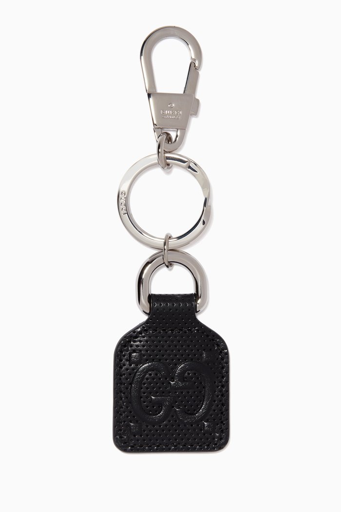 

GG Keyring in Leather, Black