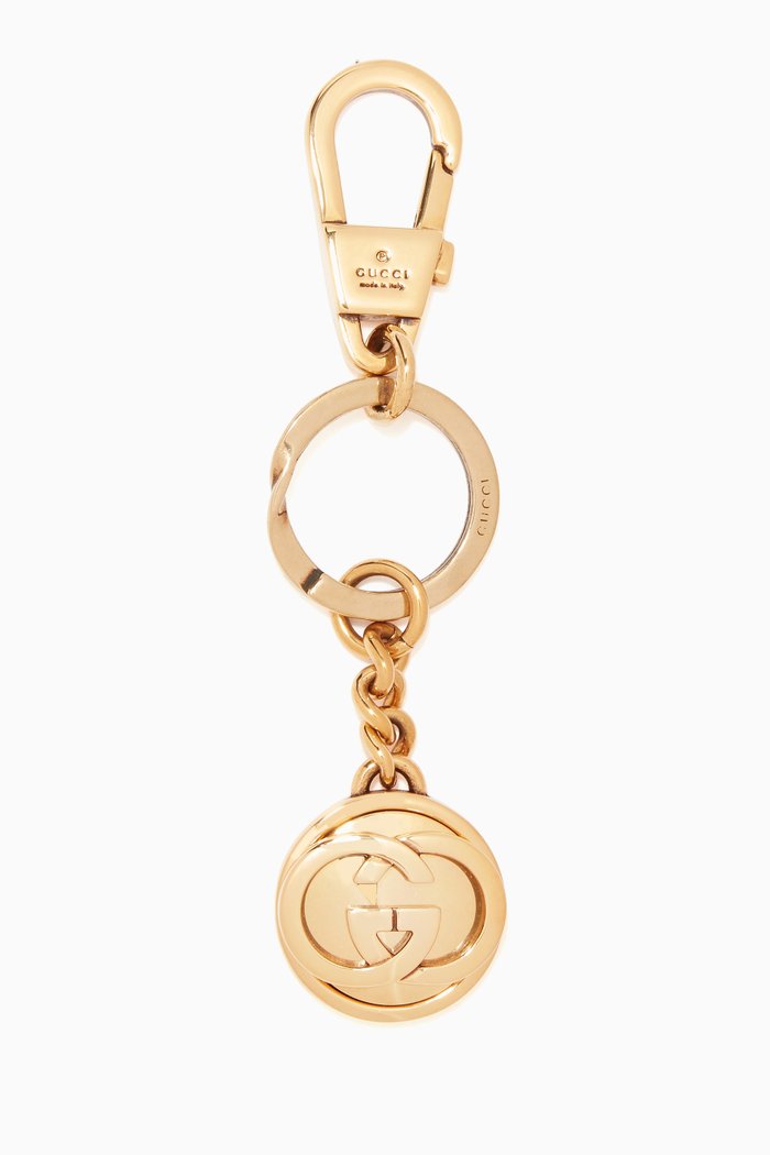 

GG Interlock Key Ring in Brass, Gold