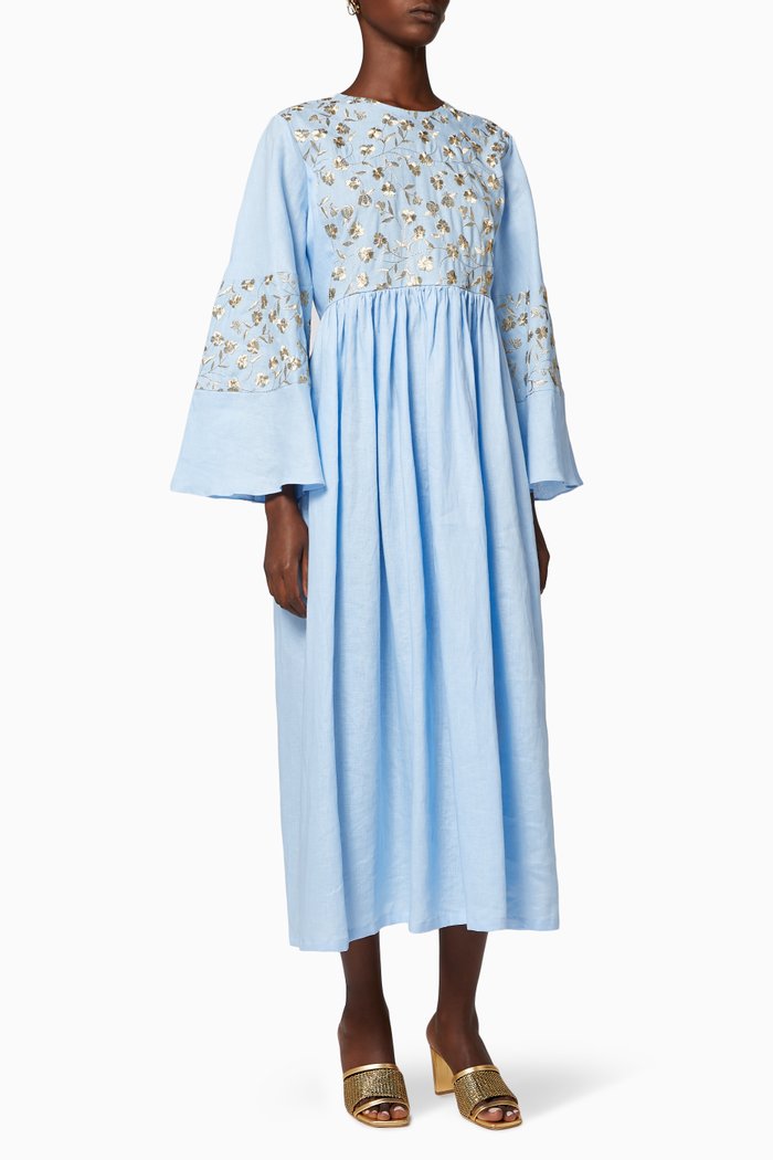 

Lily Embroidered Kaftan, Blue