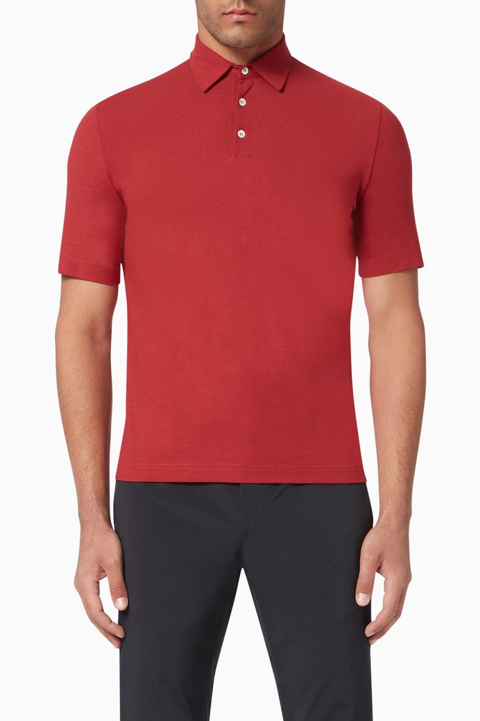 

Ice Cotton Jersey Polo T-Shirt, Red