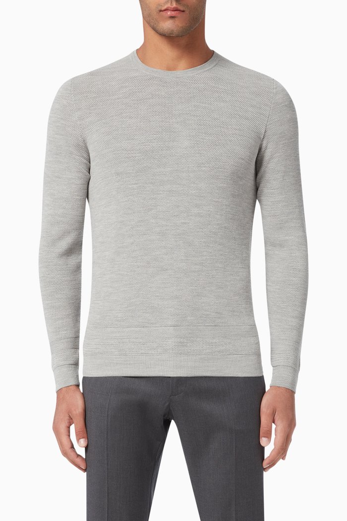 

Stretch Crewneck Sweater, Grey