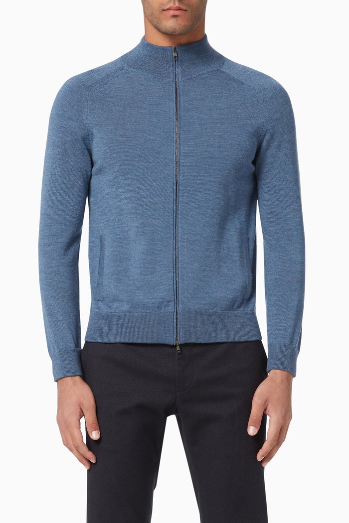 

Zanone Zip Up Cardigan, Blue