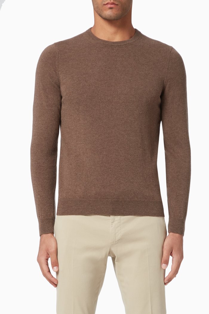

Wool & Cashmere Crewneck Sweater, Brown