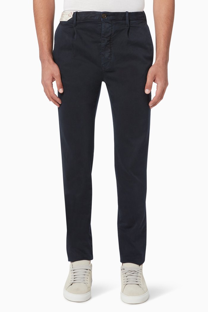 Garment Dyed Stretch Jersey Pants, Blue