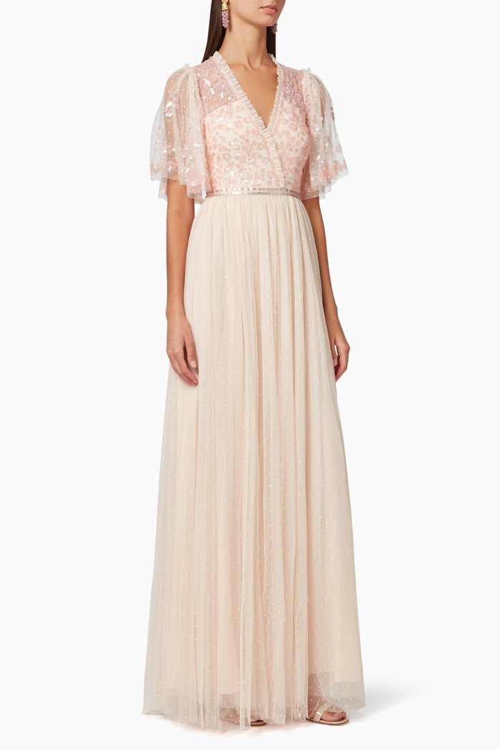 

Patchwork Sequin Bodice Dress, Pink