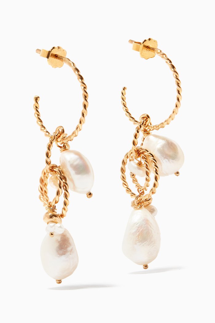 

Exclusive Twisted Pearl Earrings in 18kt Gold-Plated Brass