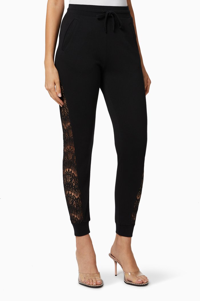 

Lace Detail Jersey Sweatpants, Black