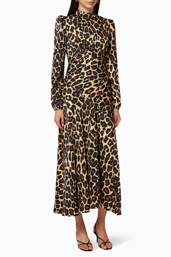 

Clara Leopard Print Midi Dress, Brown