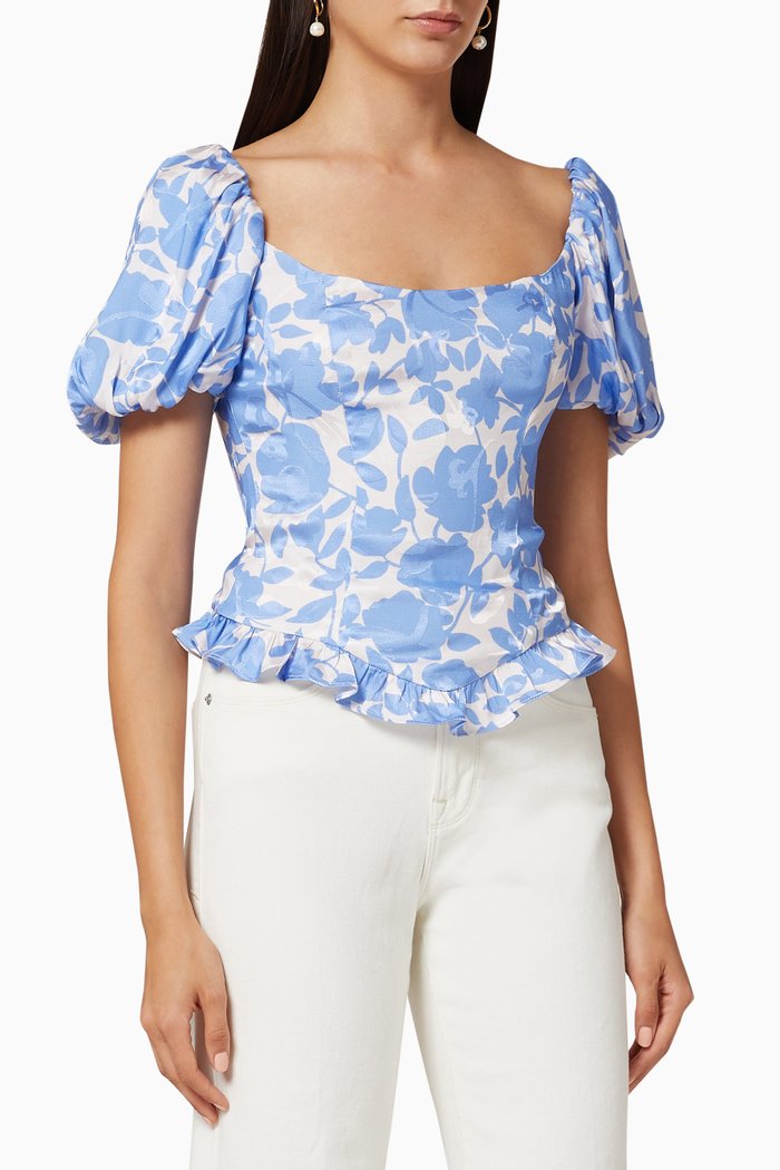 

Koko Promrose Jacquard Crop Top, Blue