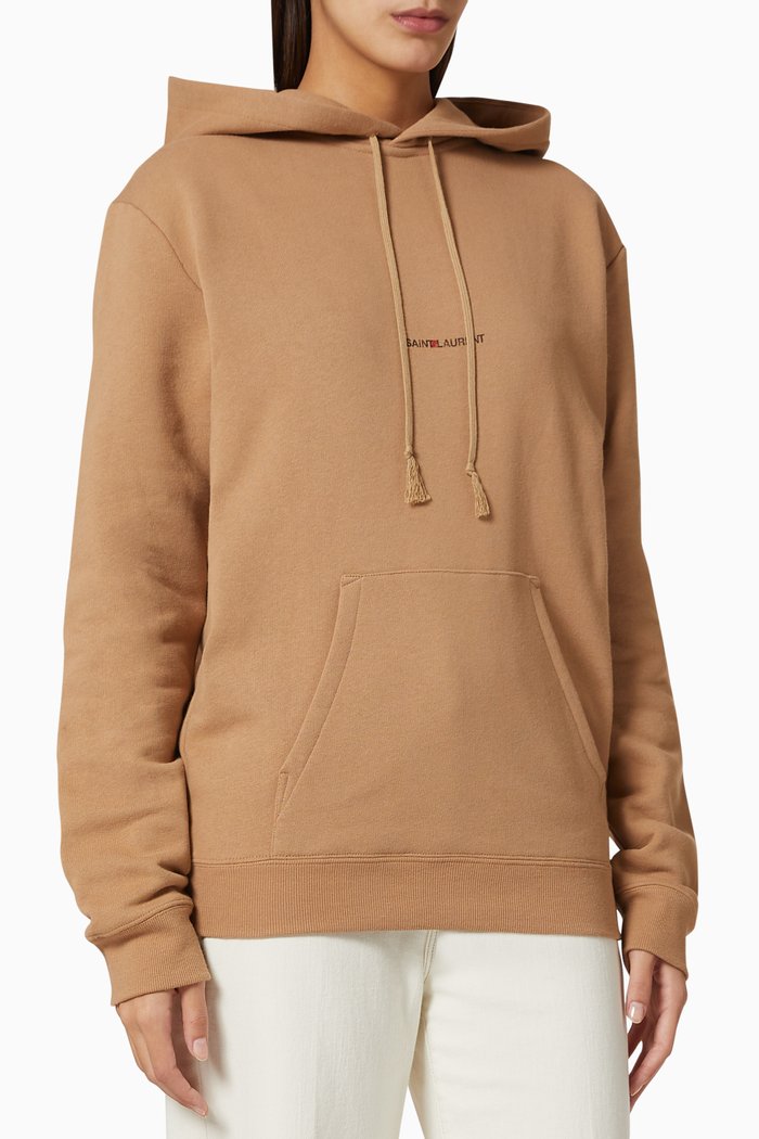 SAINT LAURENT Logo Hoodie, Brown