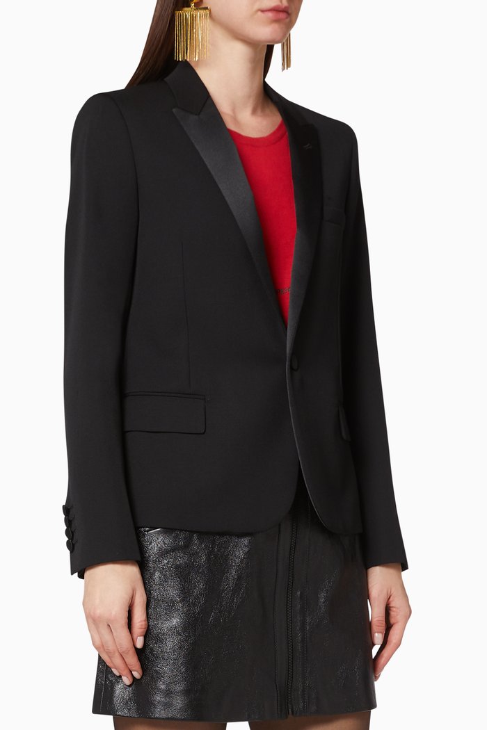 

Peaked Lapel Tuxedo Jacket, Black