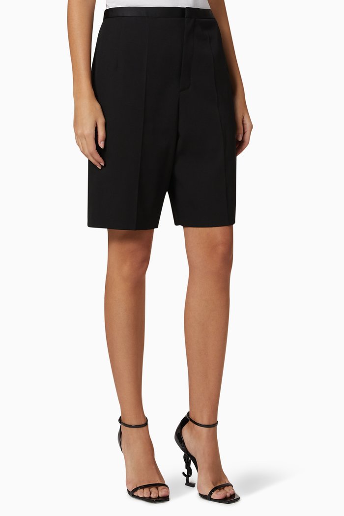 

Tailored Shorts in Virgin Wool, Black