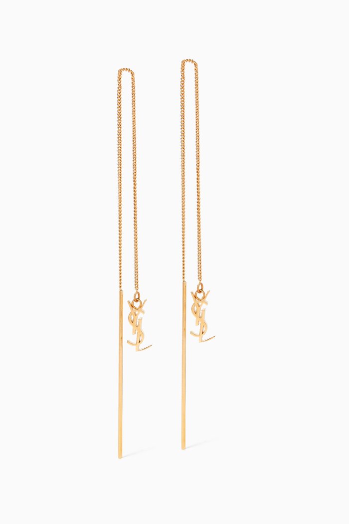 

Opyum Ysl Long Threader Earrings in Metal, Gold