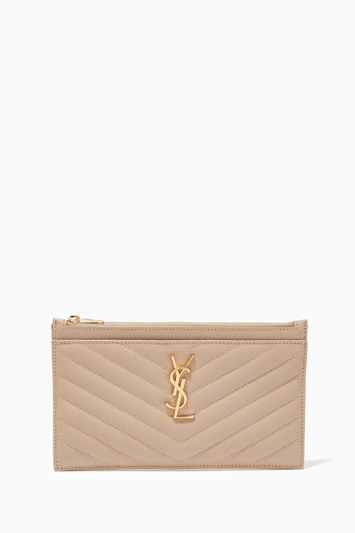 

Monogram Bill Pouch in Grain de Poudre Embossed Leather, Neutral
