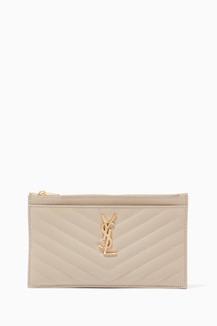 

Monogram Bill Pouch in Grain De Poudre Embossed Leather, Neutral