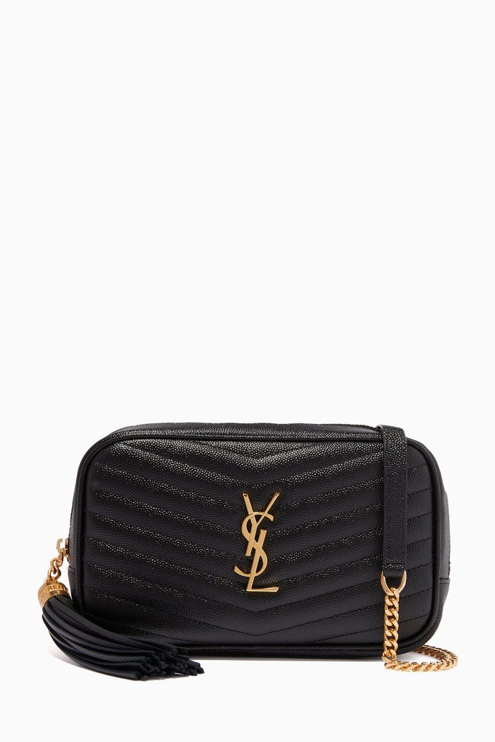 Mini Lou Bag in Quilted Grain De Poudre Embossed Leather, Black