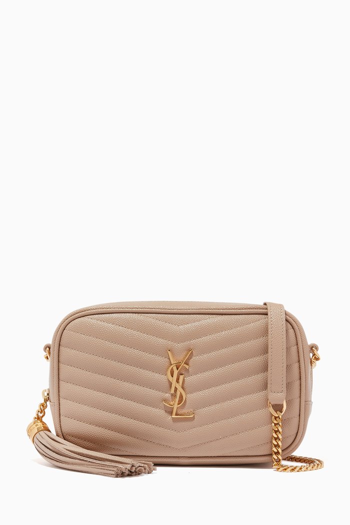 

Mini Lou Bag in Quilted Grain De Poudre Embossed Leather, Neutral