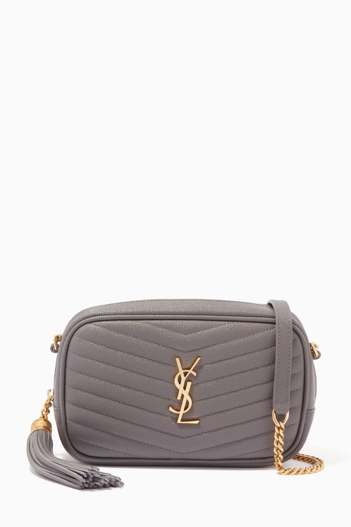 

Mini Lou Bag in Quilted Grain de Poudre Embossed Leather, Grey