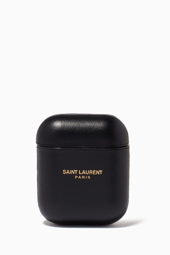 

SAINT LAURENT Airpods Case in Smooth Leather, Black