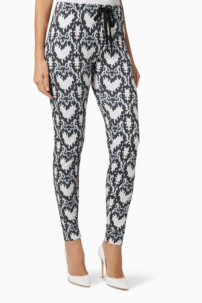 

Hearts Print Stretch Pants, Grey