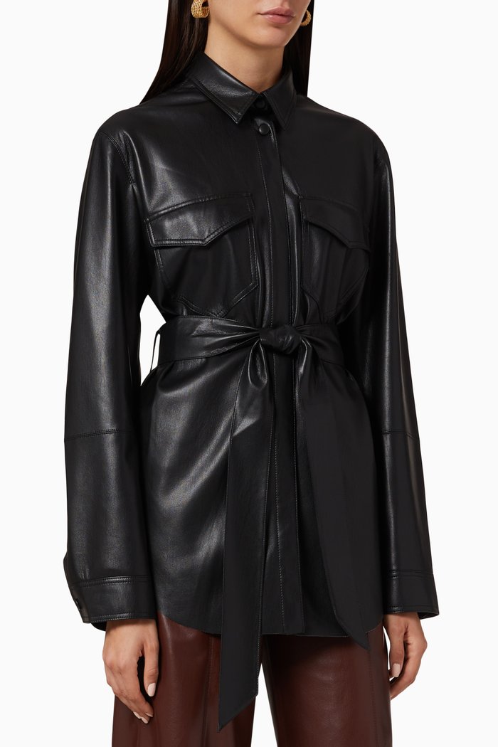 

Artha Vegan Leather Shirt, Black