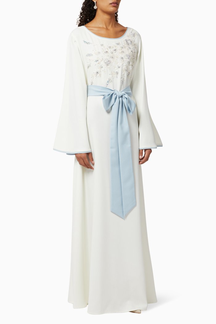 

Embroidered Belted Kaftan, Neutral