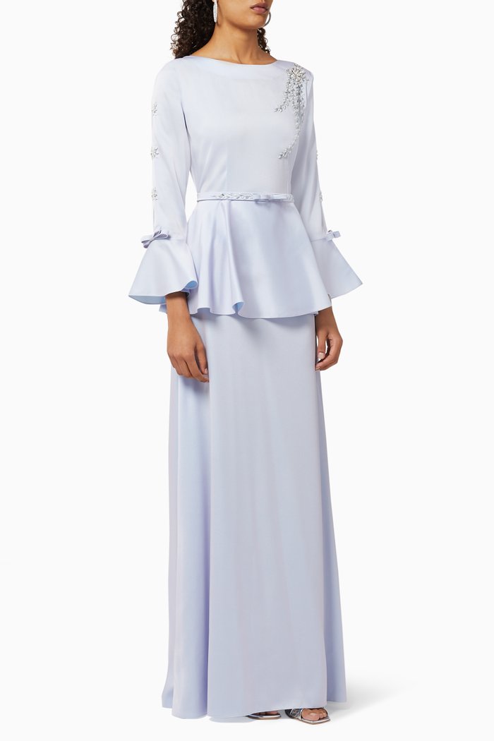 

Embellished Peplum Dress, Blue