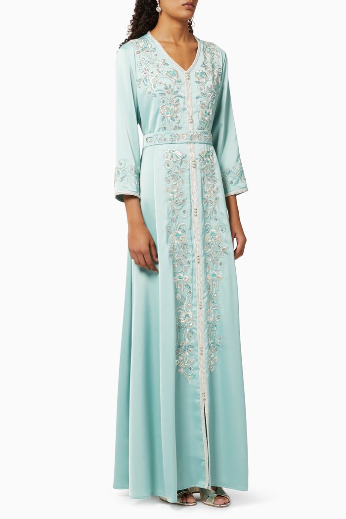 Embellished Moroccan-Style Dress, Green