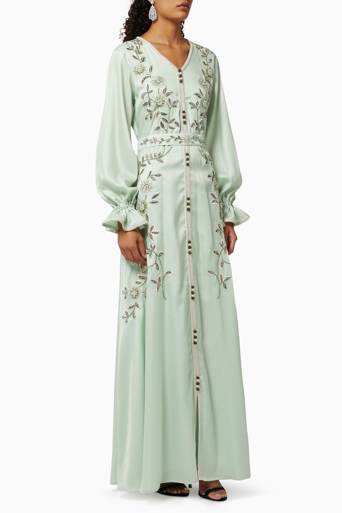 Embellished Moroccan-Style Dress, Green