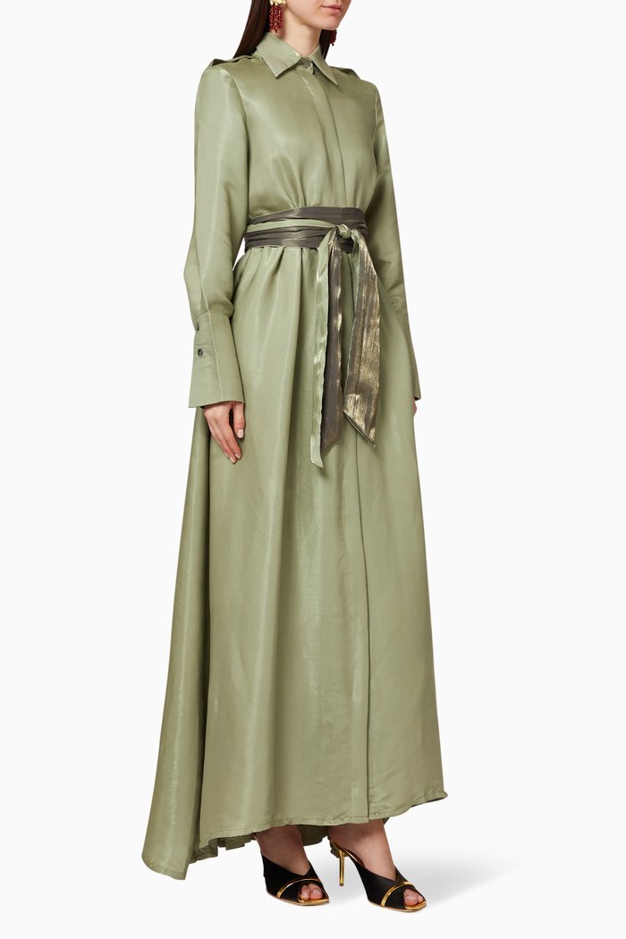 

Belted Shirt Dress, Green