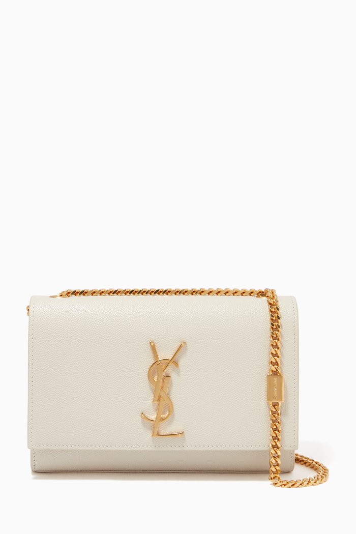 

Small Kate Shoulder Bag in Grain De Poudre Embossed Leather, Neutral