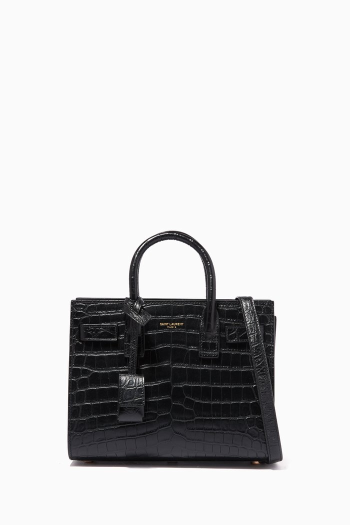 

Sac De Jour Nano in Crocodile Embossed Leather, Black